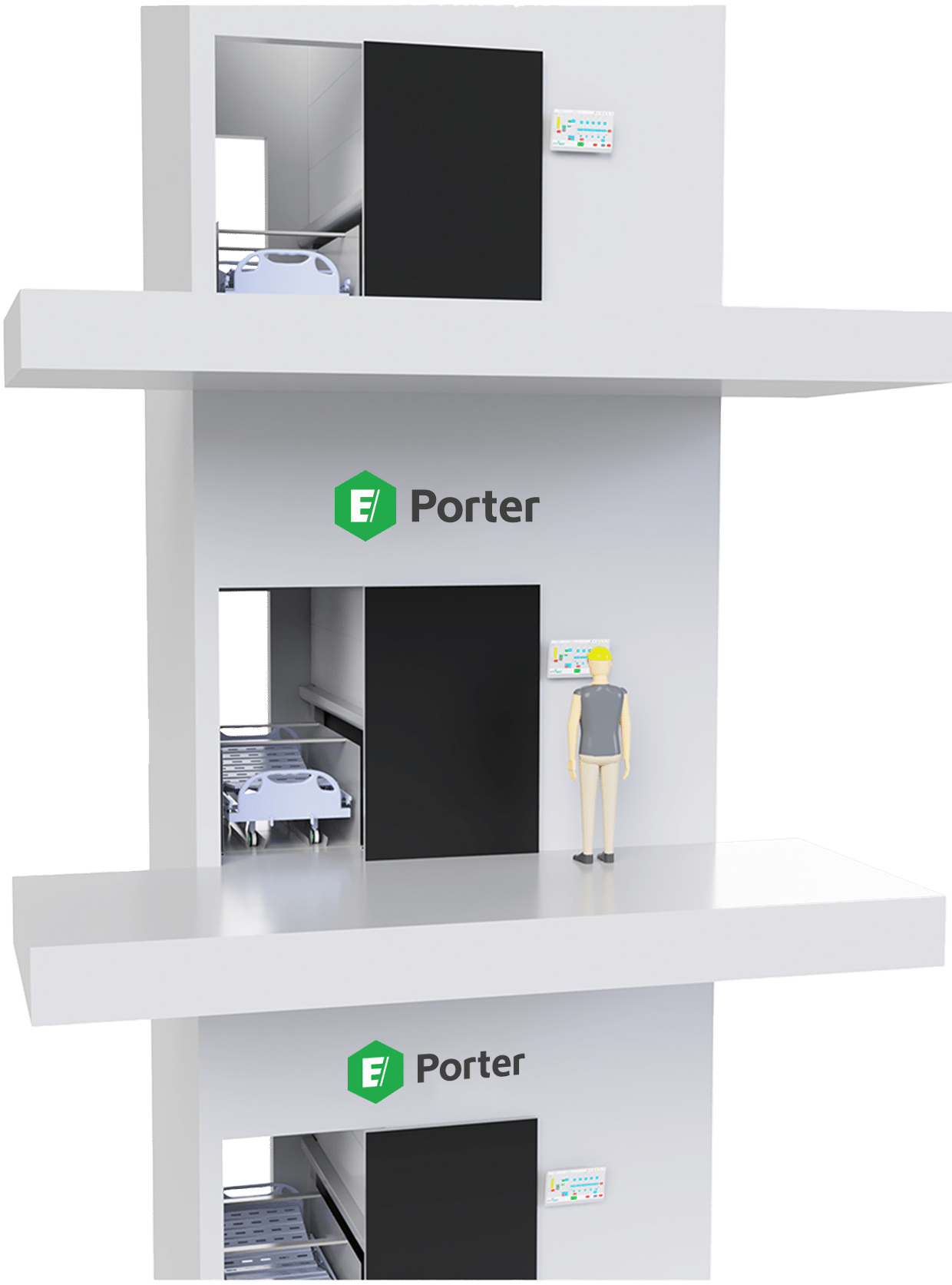 E/Porter specialised storage and transport module tailored for hospital beds